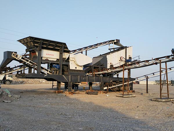 Mobile crushing plant work site in Tajikistan